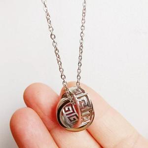 Collana Trendy con Ciondolo a Doppio Anello Intrecciato in Acciaio Inossidabile con Motivo a Chiave Greca, Gioielli che non si ossidano, per Donna - Product Image 4