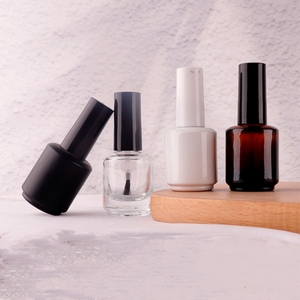 Flacon de vernis à ongles carré noir mat de 15 ml, récipient vide en verre pour gel à ongles avec pinceau - Product Image 3