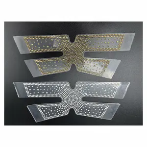 Fancy see through TPU film upper material decorating with hot fixed rhinestones shoe vamps/ slipper uppers for lady shoes