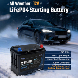 Yüksek kapasiteli 12V 70A 900CCA Lityum Demir Fosfat Bakım Gerektirmeyen Otomotiv Stop-Start Sistemleri için Marş Aküsü - Product Image 2