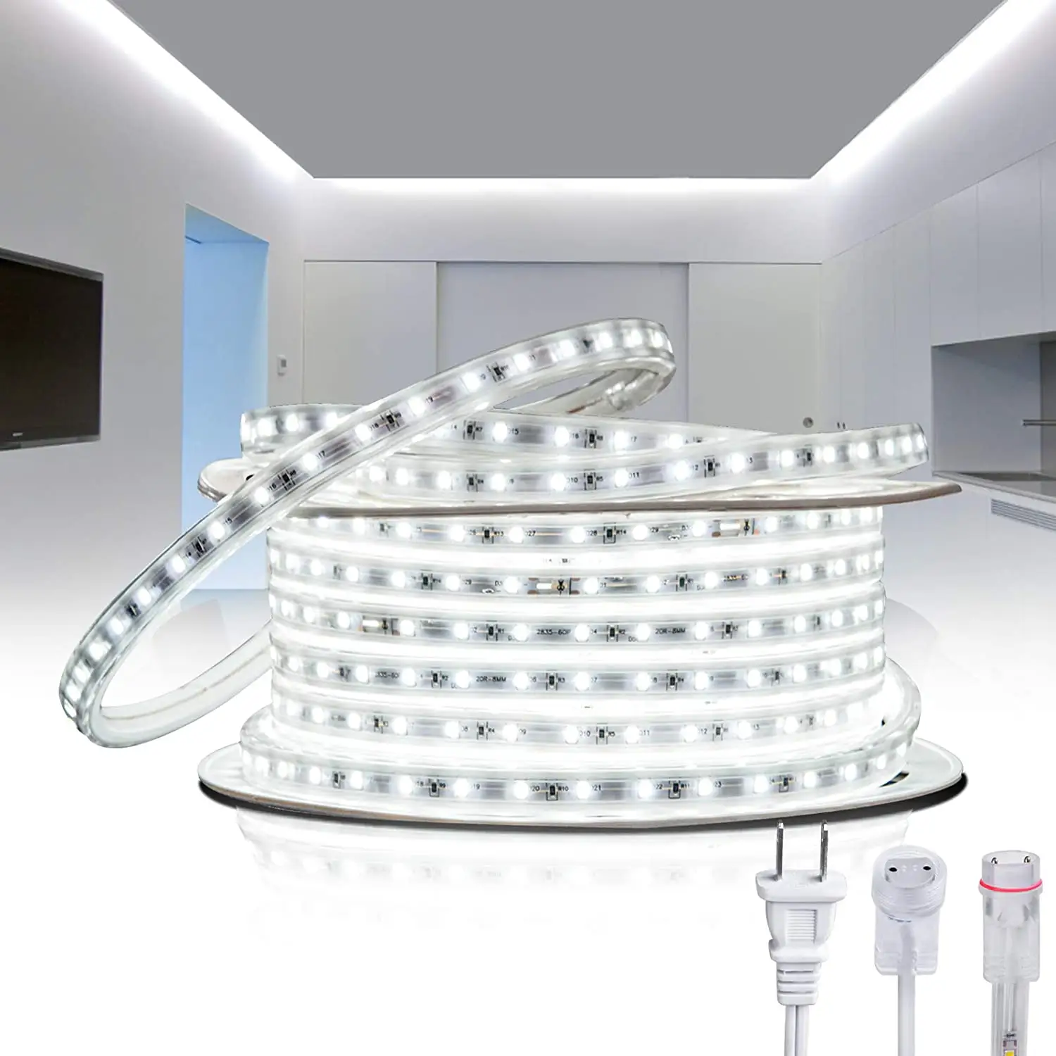 LED ışık halatlar yüksek gerilim LED şerit AC110V 230V IP65 DIY noel esnek halat ışıkları 100 metre açık LED halat işık