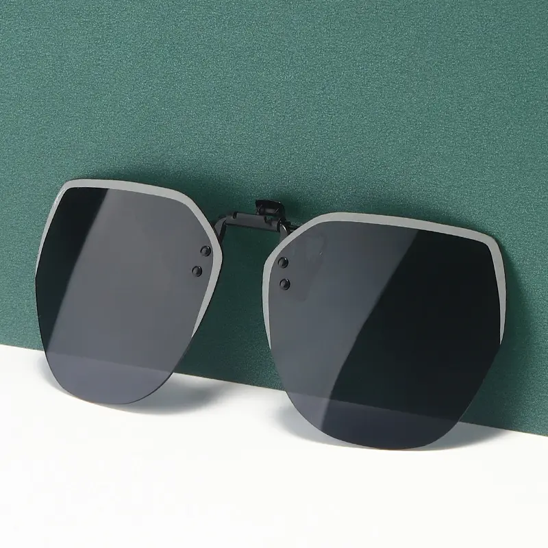 Flip Up And Down Sunglasses Polarized Clip Frameless Polygonal Male And Female Sunglasses Clip
