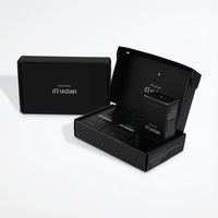 Boîte d'expédition plate en carton ondulé noir mat de qualité supérieure avec impression de logo blanc pour parfums