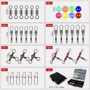 LUSHAZER Kit di 140 Pezzi di Accessori da Pesca Girelle Moschettoni Connettori a Tre Vie Perline con Scatola di Stoccaggio per Pesca a Persico Trota e Pesce Gatto - Product Image 2