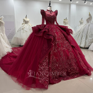 ชุดราตรีสีแดงสำหรับงาน Sweet 16, งาน Quinceanera, ชุดเดรส Vestido De 15 Anos, ชุดแต่งงาน รุ่น Xs138 - Product Image 5