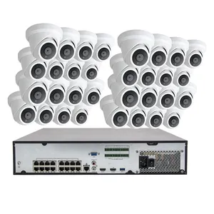 POE Security System 4K 8MP 32CH NVR H.265 P2P 5MP Turret POE IP Camera Build in Audio 30m IR Distance Smart Human Detection