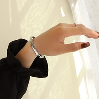 Lanlan — Bracelet plaqué or 18K en forme de losange, bijou ouvert avec bouton dissimulé, Design minimaliste, en acier inoxydable