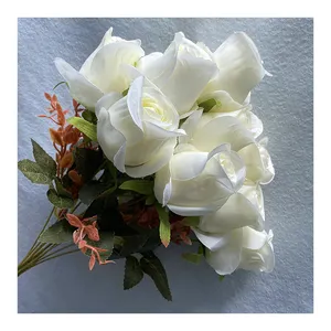 China Lieferant Großhandel 11-Zweig 11-Kopf Long Bunch Rose künstliche Blume