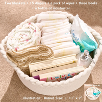Nom personnalisé panier de pépinière moderne corde de coton cadeau de rangement pour nouveau-né bébé personnalisé forme de cercle pour la douche