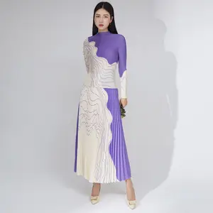 Осенний Модный комплект, стильный высококачественный Женский костюм-новый 2023, плиссированная футболка и повседневная юбка, комплект из 2 предметов