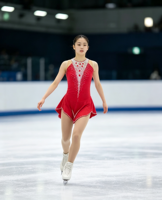 Robe de patinage artistique rouge à col licou, dos évidé, jupe ornée de strass, pour filles et adultes, compétition et performance