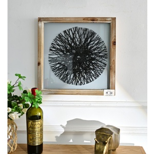 Décoration murale rustique carrée style ferme, artisanat en bois encadré, pour salon - Product Image 1