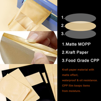 Pochette autoportante en papier kraft noir imprimée sur mesure avec fenêtre à fermeture éclair pour café, thé, collations et aliments secs