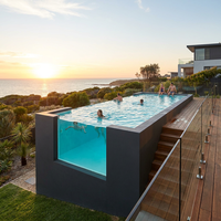 Piscine de luxe en acrylique transparent avec aspect pierre |   Petite piscine mobile en fibre de verre pour l'Australie et l'Afrique du Sud