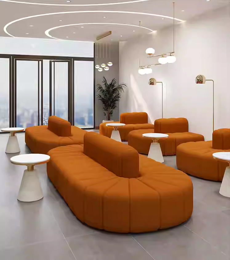 ラウンジソファ楕円形両面ベルベットソファホームホテルロビー用高級S