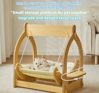 Lit d'intérieur personnalisable pour animaux de compagnie avec hamac en bois à double couche détachable Lit à bascule à motif solide pour le sommeil du chat