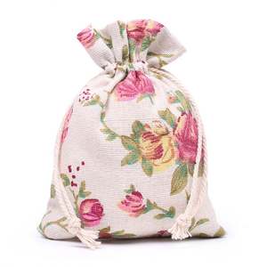 10*14cm Recyclable Cotton Flower Printed Drawstring Storage Bag for Wedding Candy Christmas <b>Gifts</b> & Craft - Product Image 3
