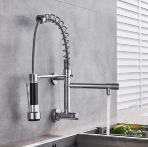 Robinet de cuisine <span class=keywords><strong>gourmet</strong></span> mural chromé, eau froide, flexible, durable, argenté, avec logo personnalisé - Product Image 5