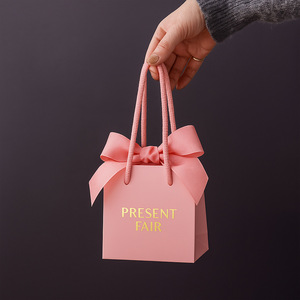 Bolsa de Regalo de Papel Kraft Rosa Premium de Lujo, Tamaño Grande, con Cinta de Agradecimiento, para Bodas, Joyerías, Manualidades - Product Image 2