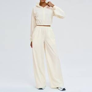 Ensemble 2 pièces pour femmes, protection solaire UPF50+, veste coupe-vent courte et pantalon large, survêtement décontracté - Product Image 3