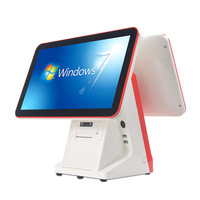 En stock 15 ''Windows Android Linux Caisse enregistreuse double écran tactile avec imprimante 58mm système de point de vente pour salon de vente au détail