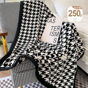 Coral Fleece Blanket Rectangular Winter Anti-Pilling Modern Style White Sofa Bed Cover Up - Product Image 5