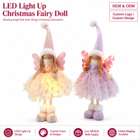 Ensemble de poupées ange lumineuses LED, deux couleurs rose et violet, décoration de Noël en peluche, OEM ODM, vente en gros personnalisée