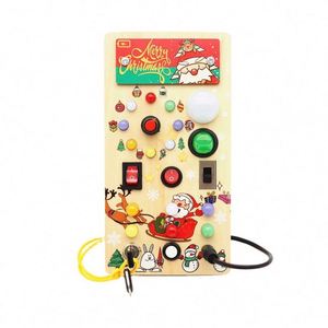 Montessori Busy Board Toddler,Sensory Training <b>Game</b> for Kids 1-3 Years,Wooden Travel Toys With Led Switch,Educational Baby <b>Gift</b> - Product Image 1