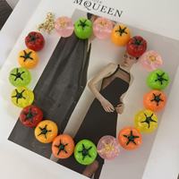 Modevolle kleurrijke zomerfruit charme kralenketting handgemaakte aardbei sinaasappel perzik mangosteen bedels schattige ketting sieraden