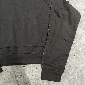 Custom Streetwear Drop Shoulder Boxy Fit French Terry 100% Cotton Zip up Rivet <b>Studded</b> Rhinestone Heavyweight <b>Men</b> Hoodies - Product Image 3
