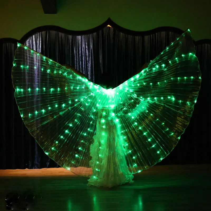 Atacado LED Asas de dança do ventre Asas de borboleta Asas de Ísis 240 contas de LED com bastões telescópicos