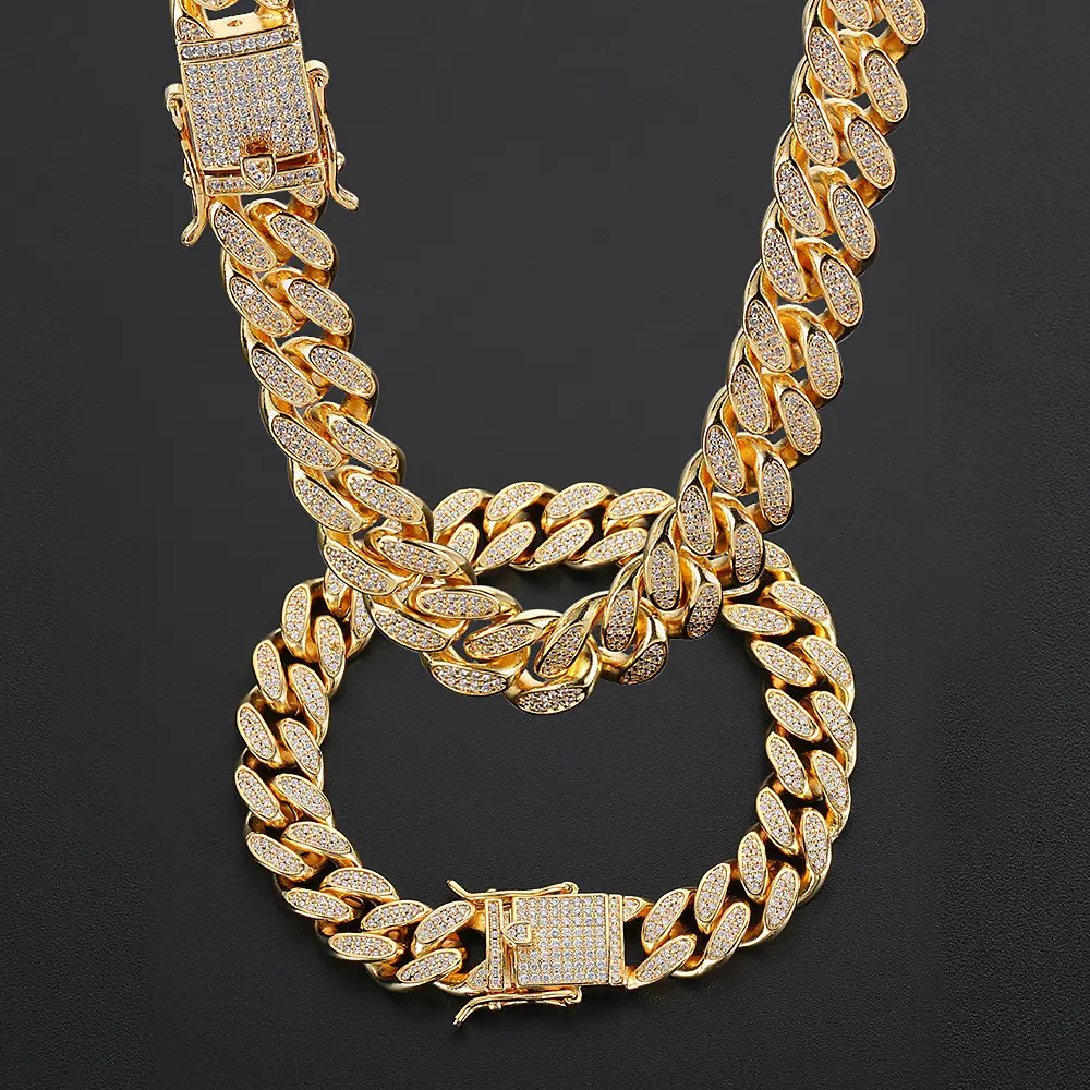 2022 Fashion Iced Out Pass Diamond Tester 18K White Gold Plated Hip Hop Chunky Miami Cuban Chain Necklace Bling Jewelry For Men