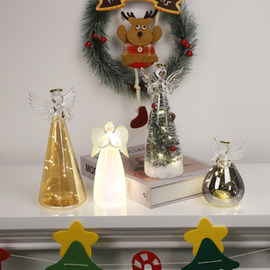 Batterij-Aangedreven Geblazen Glas Bevroren Wit Kerst Handgeschilderd Licht Engel Tafeldecoratie Groothandel - Product Image 6