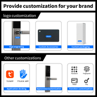 Serrures de porte intelligentes Tuya TTLOCK App WiFi BLE Empreinte digitale Bouton de porte Clé Carte Accès Alliage d'aluminium Haute Sécurité Portes en bois Cloud