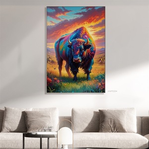 <span class=keywords><strong>Peinture</strong></span> à l'huile décorative moderne d'art mural enveloppée de <span class=keywords><strong>galerie</strong></span> de texture de couteau lourd d'animal abstrait - Product Image 2