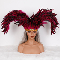 Coiffe en plumes pour spectacle de carnaval, serre-tête en strass dorés pour défilé de Samba, Halloween, performance scénique, fête