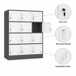Armoire à casiers en acier à 12 portes pour le bureau, l'école, la salle de sport, le personnel, avec des compartiments sécurisés verrouillables et un design moderne - Product Image 3