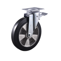 Roue pivotante robuste VIMA de 8 pouces avec frein, roues en caoutchouc et aluminium, roulettes pour poubelle, capacité de 500 kg, double roulement à billes