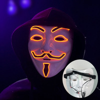 Baige masker pesta menyala Halloween, topeng Led Halloween menyala warna campuran kata hitam