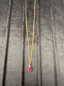 Oval Solitaire Pendant 10K Gold Diamond Necklace Natural July Birthstone Drop Gemstone <b>Jewelry</b> All Occasions <b>Minimalist</b> Daily - Product Image 3