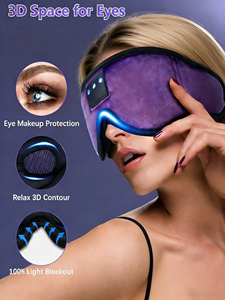 Masque de sommeil Bluetooth <span class=keywords><strong>avec</strong></span> écouteurs sans fil, masque oculaire occultant 3D pour <span class=keywords><strong>les</strong></span> dormeurs latéraux, voyages en avion, logo personnalisé accepté - Product Image 3