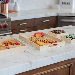 Plateau de service en bois personnalisable pour la maison pour la table basse Plateau de nourriture bon marché en bois Plateaux de service de taille personnalisée pour un usage domestique - Product Image 5