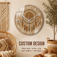 Jam Dinding Kaca Bulat Desain Khusus Pohon Natal Quartz Senyap 30cm OEM ODM Grosir Dekorasi Rumah Hadiah