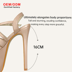 ओम निर्माताओं महिलाओं के फीता-अप कैटवॉक वाटरप्रूफ पु प्लेटफॉर्म अल्ट्रा हाई एड़ी सेक्सी ओपन पैर - Product Image 5