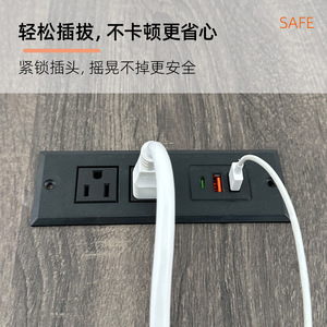 เต้ารับแบบฝังโต๊ะทำงาน Huibaili มาตรฐานอเมริกา พร้อมพอร์ต USB สำหรับสถานีงานสำนักงาน - Product Image 5