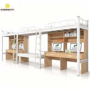 Muebles para Dormitorios Escolares, Sistema de Ensamblaje, <span class=keywords><strong>Cama</strong></span> Metálica para Hostales Juveniles, Litera Moderna Tipo Loft <span class=keywords><strong>con</strong></span> <span class=keywords><strong>Escritorio</strong></span> para Adultos, Certificación CE - Product Image 2