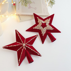 Velvet Star Ornament Decorative Christmas <strong>Tree</strong> <strong>Topper</strong> Red Velvet Christmas <strong>Tree</strong> Star Glitter Christmas <strong>Tree</strong> Star <strong>Topper</strong> - Product Image 3