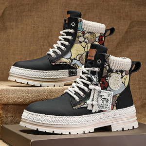 Chaussures décontractées montantes pour hommes, taille 48, rehaussantes, confortables, légères, résistantes à l'usure, à semelle épaisse, style tendance, type bottes de travail - Product Image 3