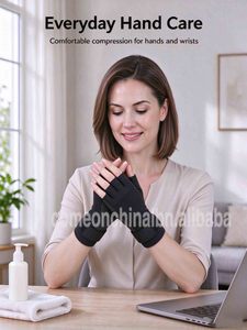Gants de compression demi-doigts infusés au cuivre, soutien du poignet, gants pour l'arthrite, attelle respirante pour les mains, soulagement des douleurs articulaires - Product Image 4