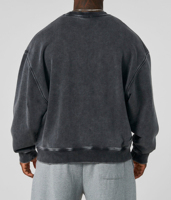 Fabricants de vêtements personnalisés : Sweat-shirt pull-over épais en molleton pour homme, style vintage délavé, coupe ample et carrée, épaules tombantes, haut basique